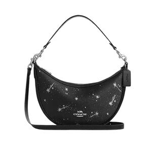 COACH Aria Shoulder Bag, With Star Print, Black/Silver NWT